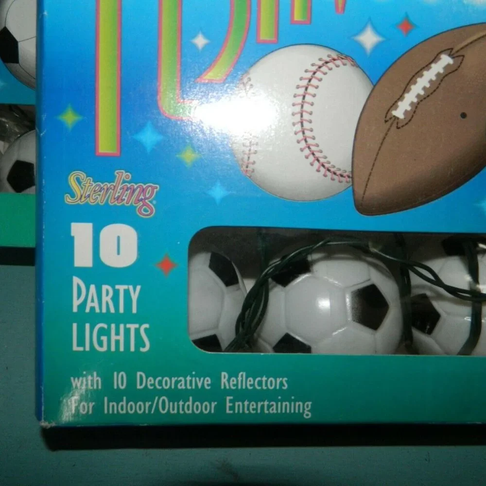 Sterling Soccer Ball Indoor/Outdoor String Party Lights 12 Feet 10 Lights Lot 2